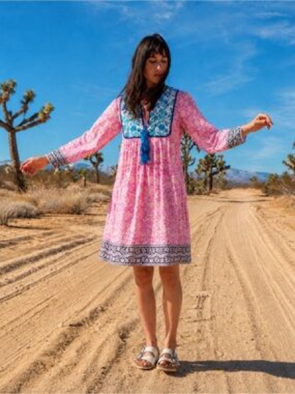 SZ Blockprint Pink Cotton Dress Small